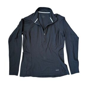 Patagonia Capilene Midweight Quarter Zip Pullover Black Womens Small 44452